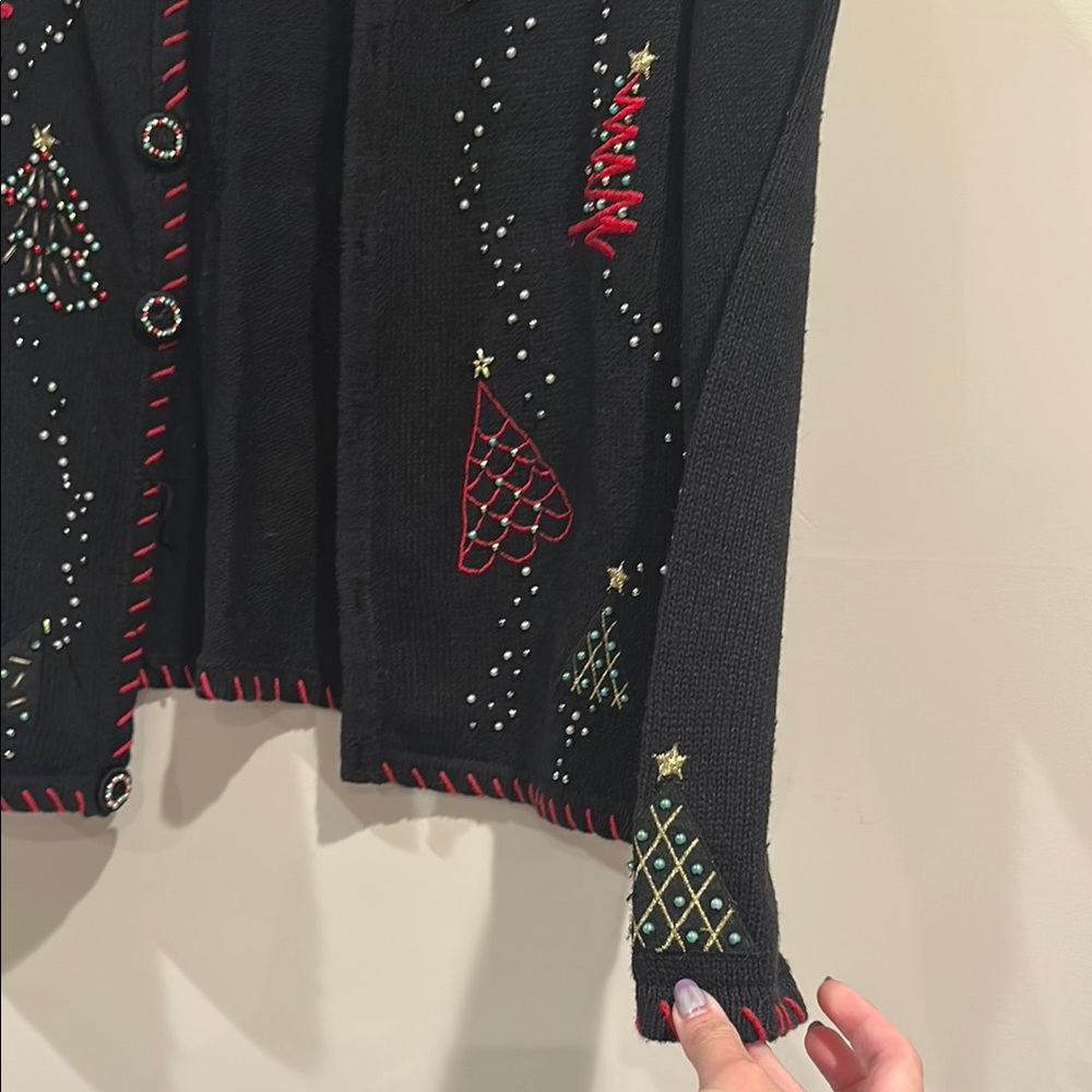 Vintage Basic Editions Black Holiday Cardigan - image 7